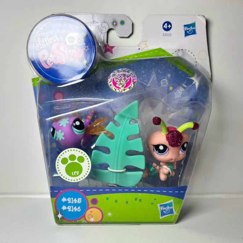 Littlest Petshop NIB Dragonfly #2145 and Glitter Caterpillar #2146