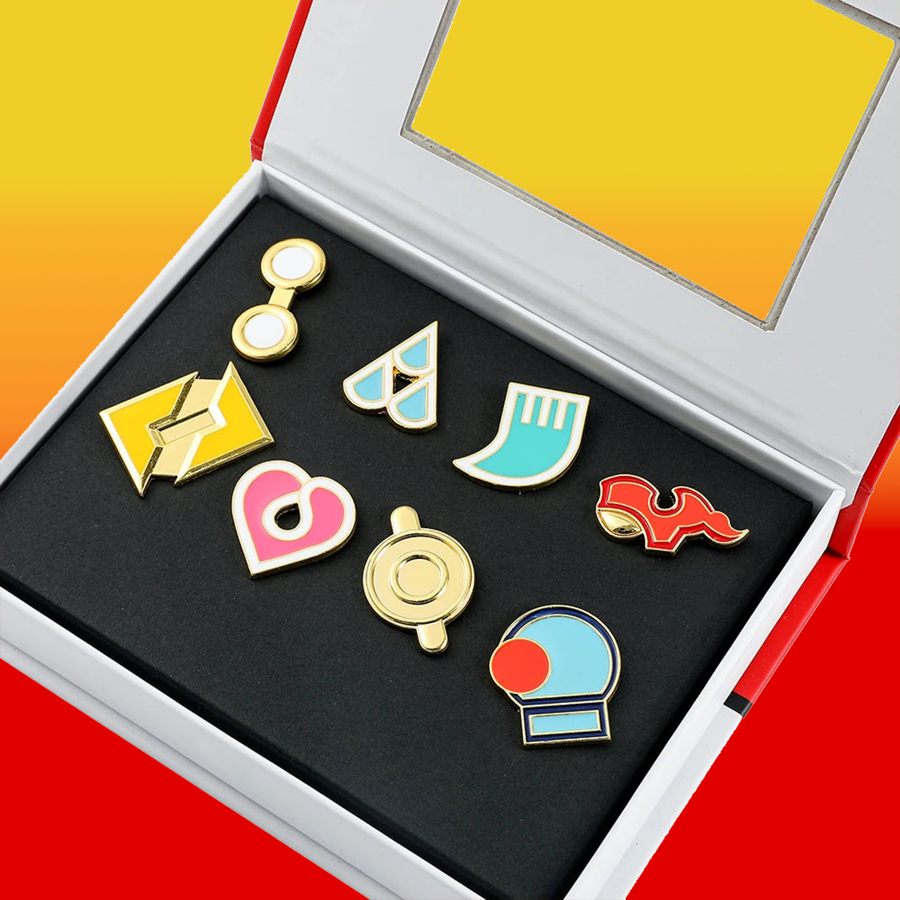 Boîte de 8 badges d'arène Pokémon