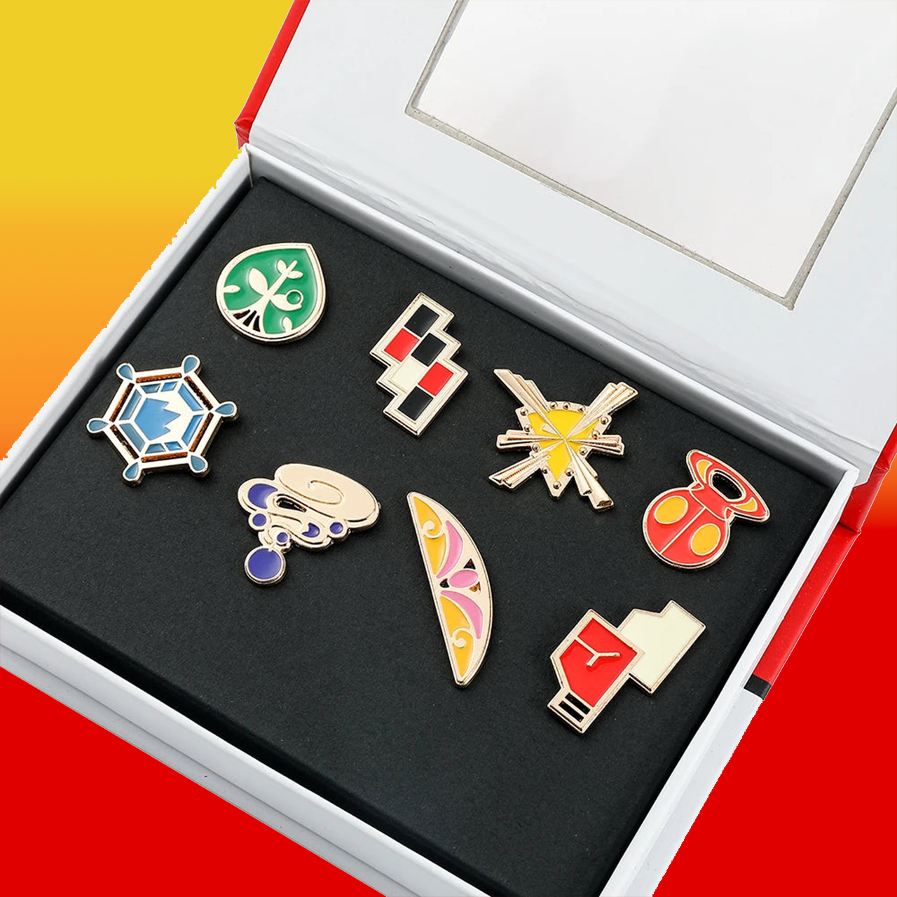 Boîte de 8 badges d'arène Pokémon