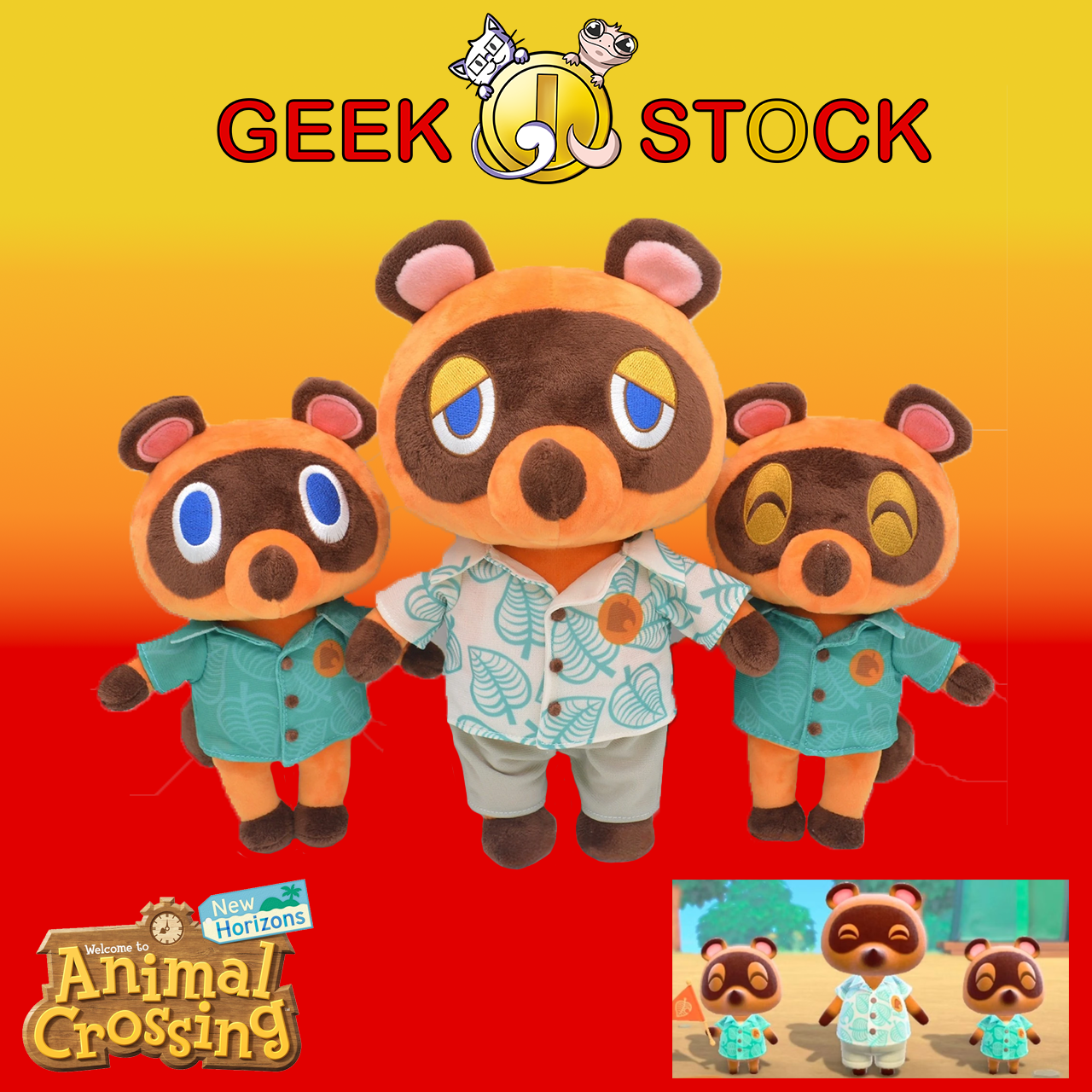 Peluches famille Nook, Méli et Mélo