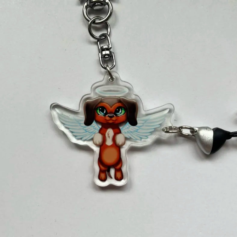 LPS keychain angel dachshund 675 and devil cat 339