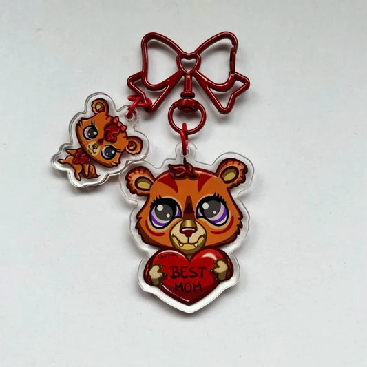 LPS Mom and Baby Tiger Keychain 3593 & 3594