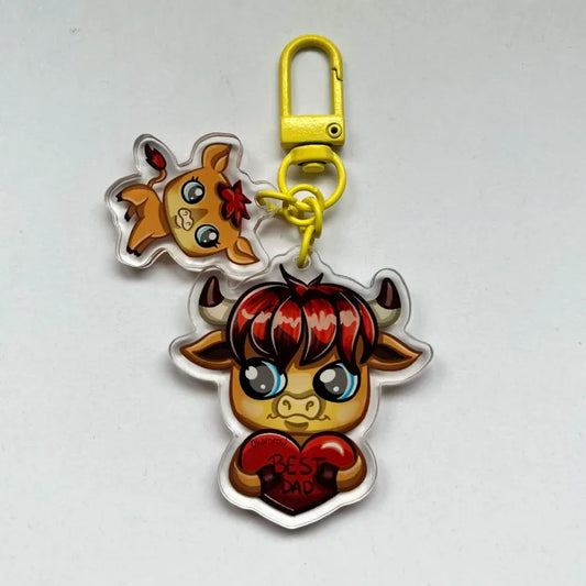 LPS keychain dad and baby bull calf 2522