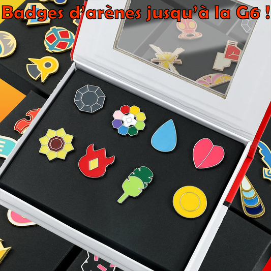 Boîte de 8 badges d'arène Pokémon