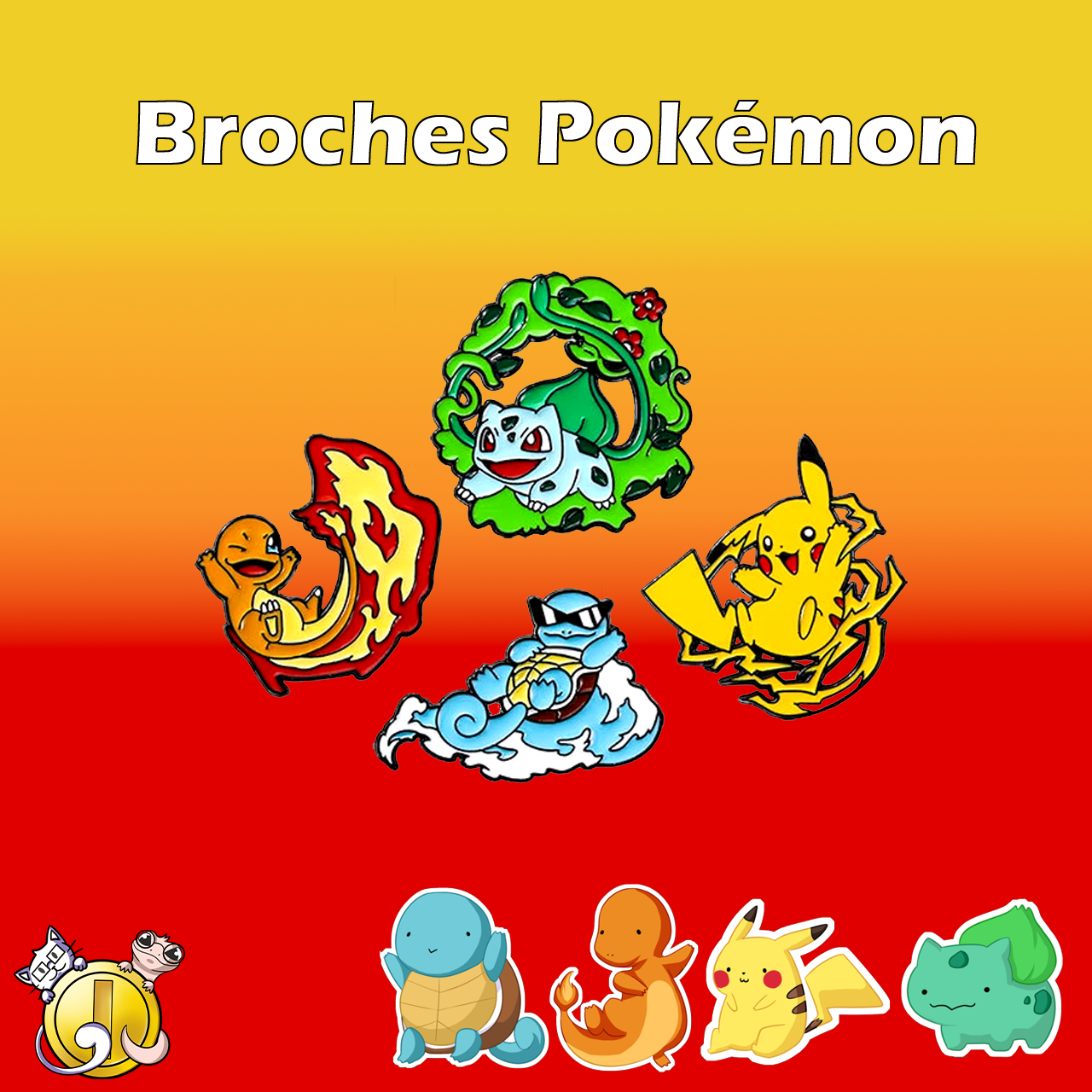 Pins Pokémon Starters G1 & Pikachu