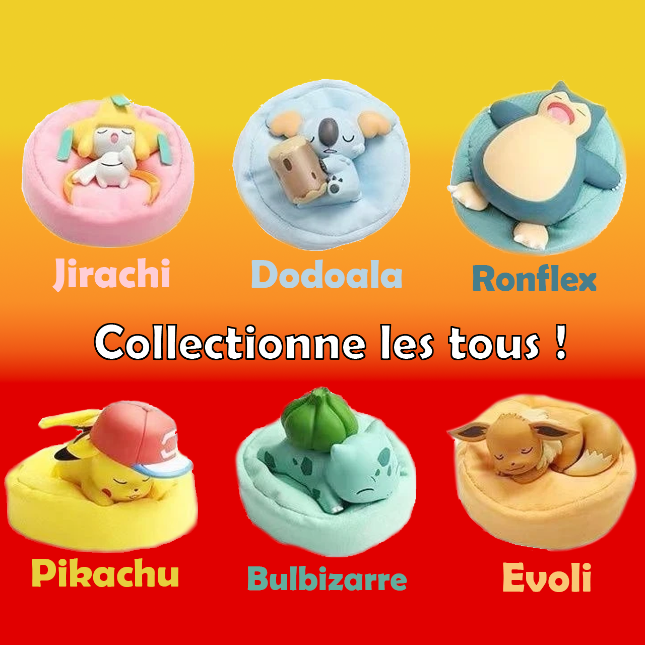 Figurine Pokémon endormi avec coussin